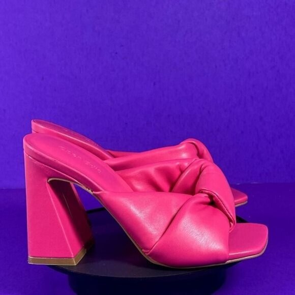 Open Edit Shoes Women's Hot Pink Saydee Block Heel Sandals Shoe size 5.5-NEW - Picture 1 of 8